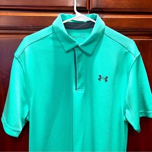 Under Amour, Loose Heatgear Short Sleeve Polo Shirt Aqua Blue, Large